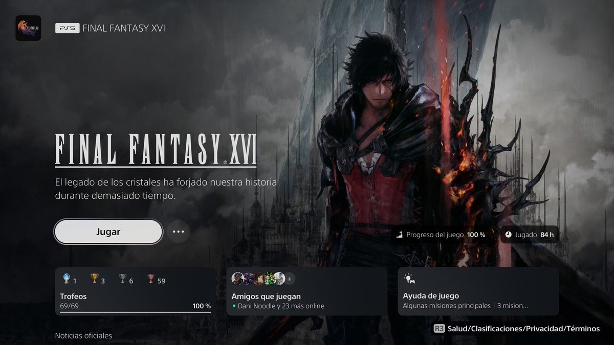 SagiriPSN's tweet image. Platino #5351 Final Fantasy XVI + DLC 100% (PS5)
Dificultad : 5/10 
Tiempo: 2 Semanas
Trofeos Online: NO
Perdibles: 1 Trofeos de Coleccionar
Psnprofiles.com/SagiriOneeChan #PlayStationTrophy #PS5Share #PS4Share #trophyhunters  #ps5 #ps4 #PlayStation5