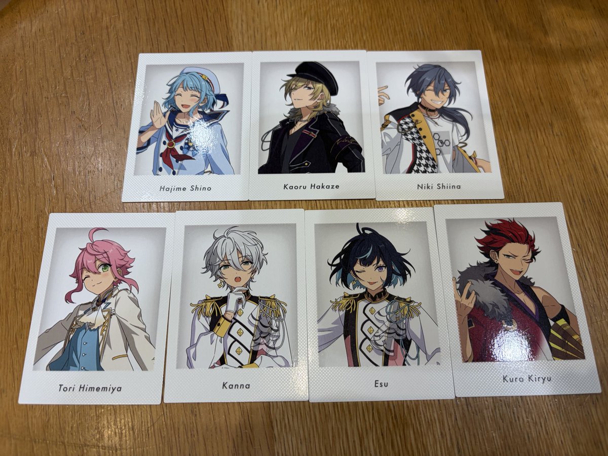 noscmnia_'s tweet photo. 《交換》
あんスタ 展示会 特典

【譲】 創、薫、ニキ、桃李、カンナ、エス、紅郎

【求】ジュン1、晃牙1、日和1 ＞ 燐音
        友人分 HiMERU

本日 池袋現地にて手渡し交換希望 https://t.co/5pQu2Efs5a