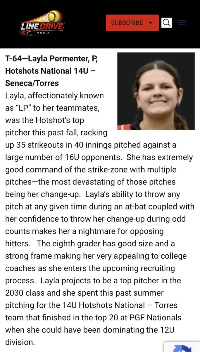 LaylaKaye48's tweet photo. Thank you to @LineDsoftball for the recognition! So grateful for my parents and wonderful coaches who have helped me get this far!! 

#bangbang @terry_seneca @hotshotsnation @RandiHennigan https://t.co/SPjr9nBZKj