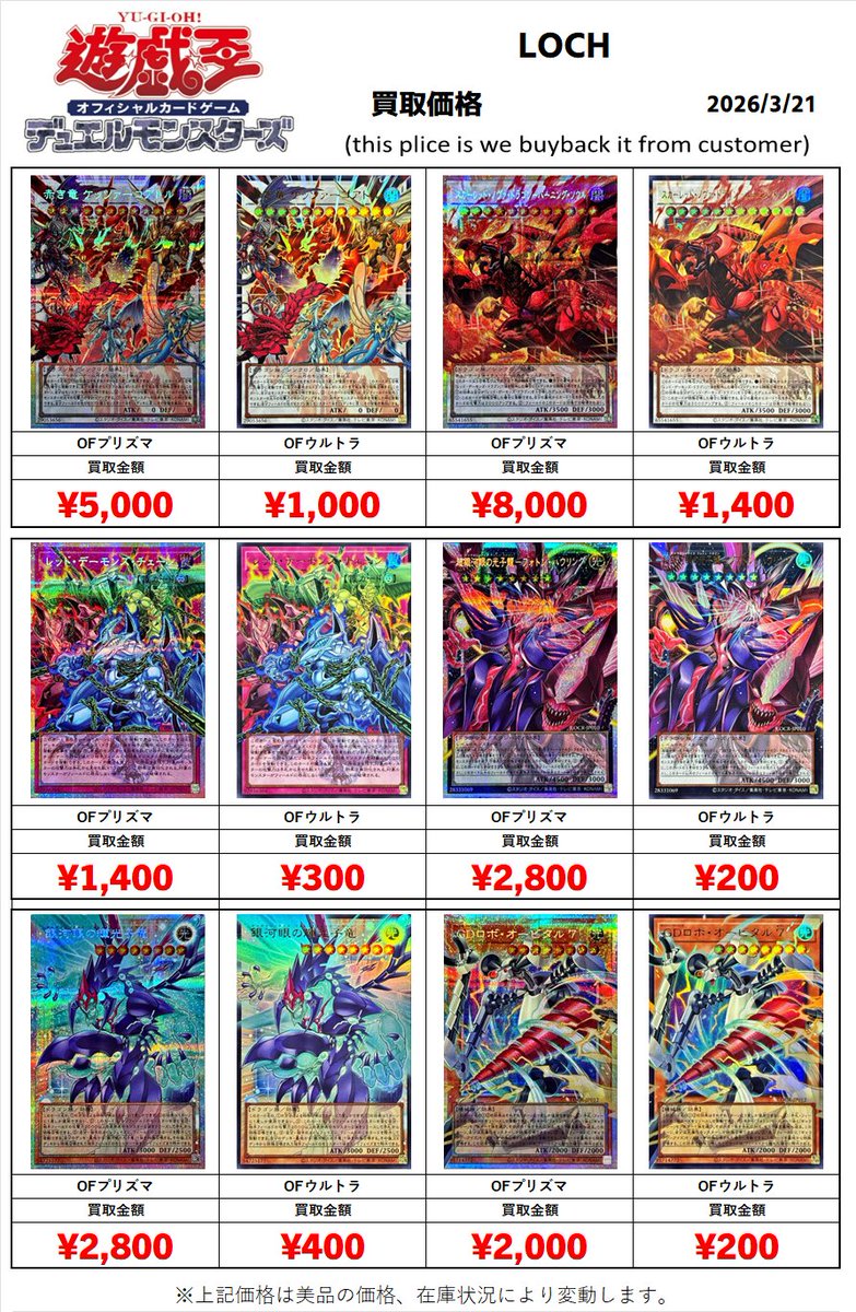 遊戯王買取情報 LIMI TOVER COLLECTION -THE RIVALS- 買取表更新しま