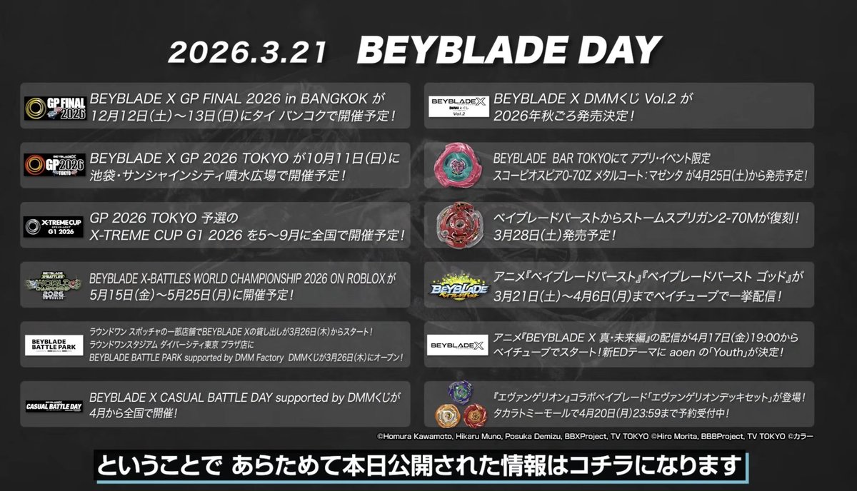 本日の情報解禁まとめ #ベイブレードX #BEYBLADEX #ベイブレードの日