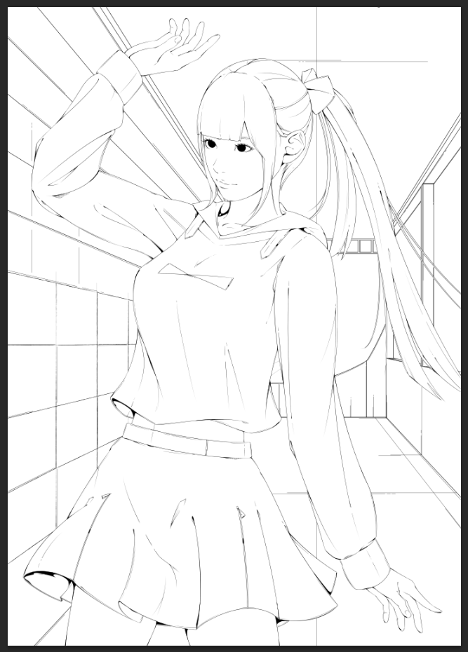 線画がほぼ出来たので着色していきます(・ω・) 