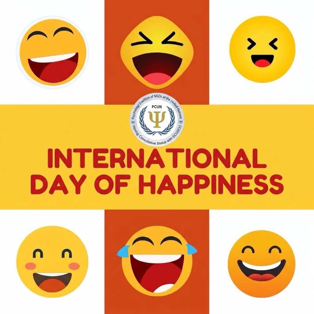 PCUN_NGOs's tweet photo. Prioritize well-being for all! 🌟 
On this #InternationalDayOfHappiness, let’s recognize that mental health is a fundamental right.
PCUN is proud to support fostering hope and recovery worldwide. 
Together, we can build a happier, more resilient future! 💛 
#WorldHappinessDay https://t.co/FCLipEmRtT
