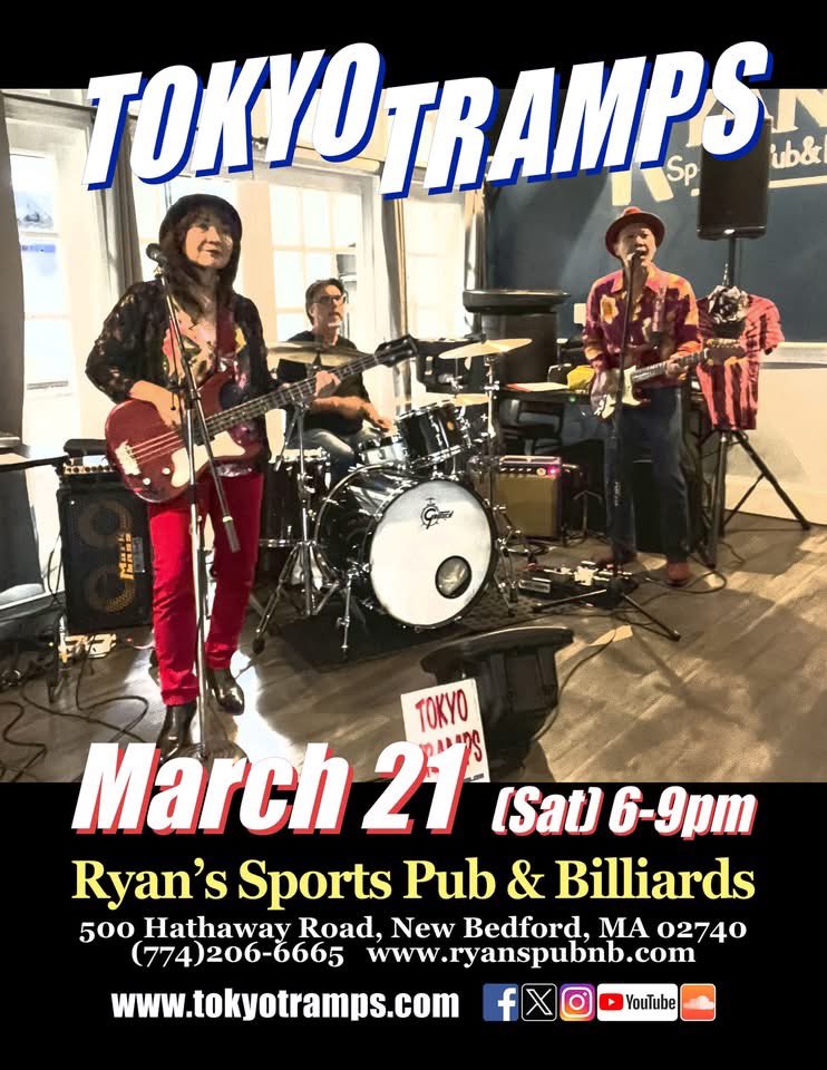 tokyotramps's tweet image. Saturday, March 21, come on down to Ryan’s Sports Pub &amp;amp; Billiards in Mew Bedford, MA!! TOKYO TRAMPS trio will rock the house 6-9pm!! @ryanspubnb #tokyotramps #livemusic #originalmusic #newbedfordma #bluesrock