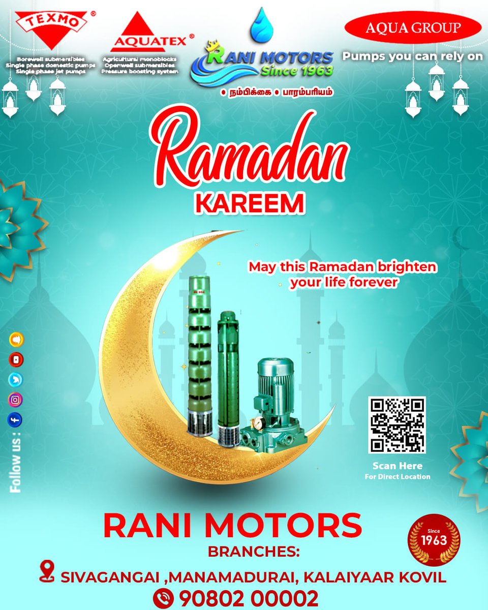 AliesRajiv's tweet image. Ramadan Kareem 🌙✨
May this holy month bring light, peace, and prosperity to you and your family.

📍 Locations: Sivagangai, Manamadurai, Kalayarkoil.
📞 90802 00002 / 98426 41497.

#RamadanKareem #RamadanMubarak #BlessedMonth #PeaceAndProsperity #Ramadan2026 ##RaniMotor
