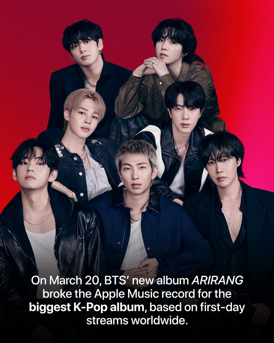 BTS_Thailand's tweet photo. [📊] @BTS_twt และอาร์มี่ สร้างประวัติศาสตร์! กับคัมแบคอัลบั้มใหม่ ‘ARIRANG’ ในวันที่ 20 มี.ค.ที่ผ่านมา

✨ทำลายสถิติ Apple Music ในฐานะอัลบั้ม K-Pop ที่มียอดสตรีมวันแรกสูงที่สุดทั่วโลก

✨ทำลายสถิติ Apple Music ในฐานะอัลบั้ม Pop ข��งศิลปินกลุ่มที่มียอดสตรีมวันแรกสูงที่สุดทั่วโลก

#BTS #방탄소년단 #BTS_ARIRANG
#BTS_SWIM #KEEPSWIMMING