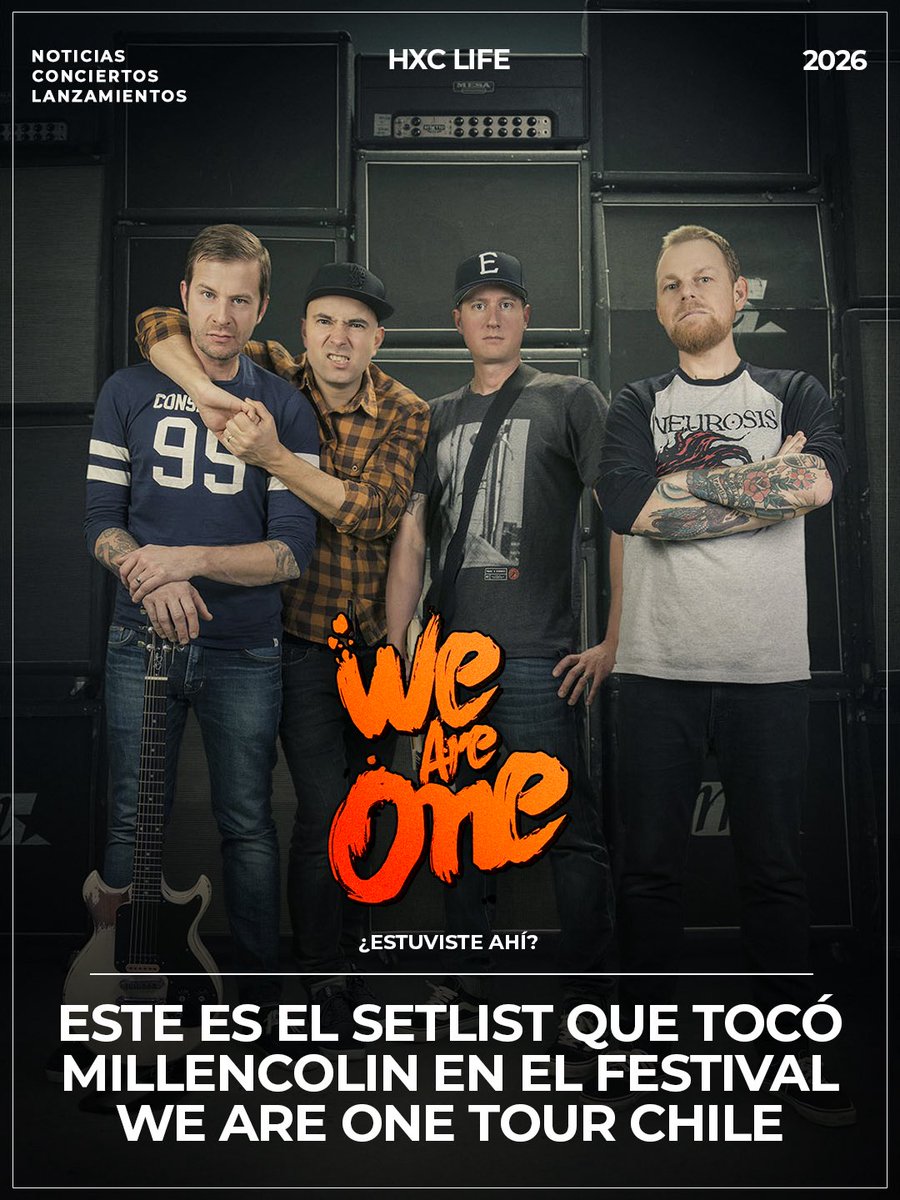 Este es el setlist que Millencolin tocó hoy en Chile en el We Are One Tour: instagram.com/p/DWIa75IlAR8/…