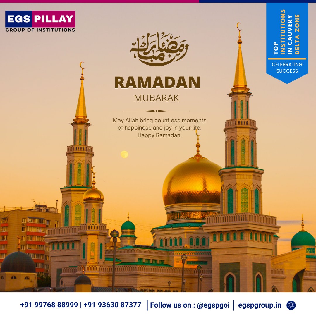 egspgoi's tweet image. Ramadan Mubarak! 🌙 May this holy month bring peace, joy &amp;amp; success. Celebrate with us at EGS Pillay Group of Institutions. ✨ #RamadanMubarak #Blessings #EGSPGOI