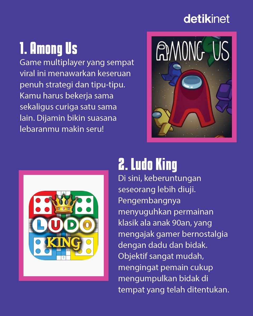 detikinet's tweet image. Kumpul bareng keluarga atau teman saat lebaran, tapi bingung mau main apa?

Tenang, ada banyak game seru yang bisa dimainkan bareng, mulai dari yang penuh strategi, santai penuh nostalgia, sampai yang bikin ketawa bareng. 

#detikinet #lebaran #gameandroid