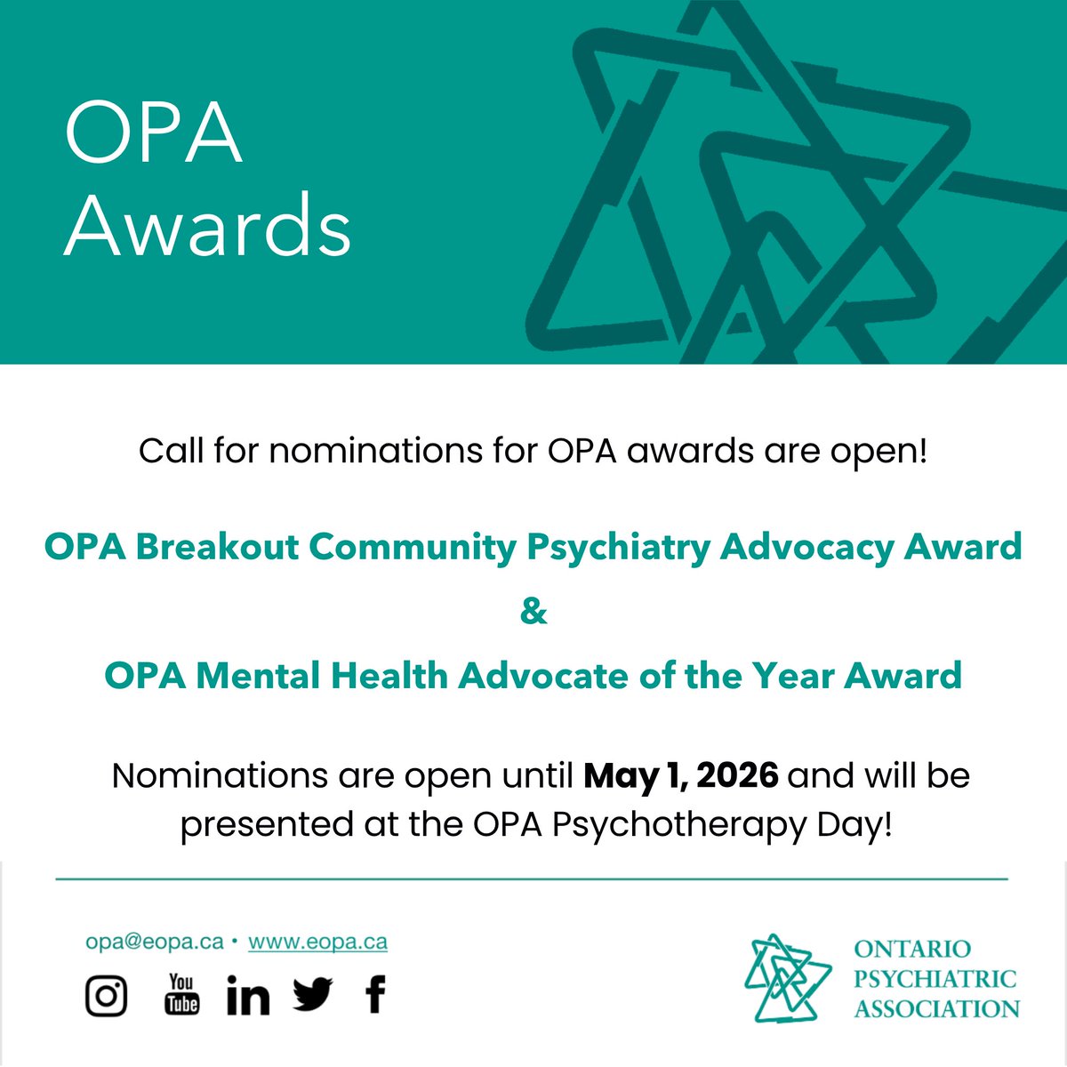 Ontario Psychiatric Association tweet media