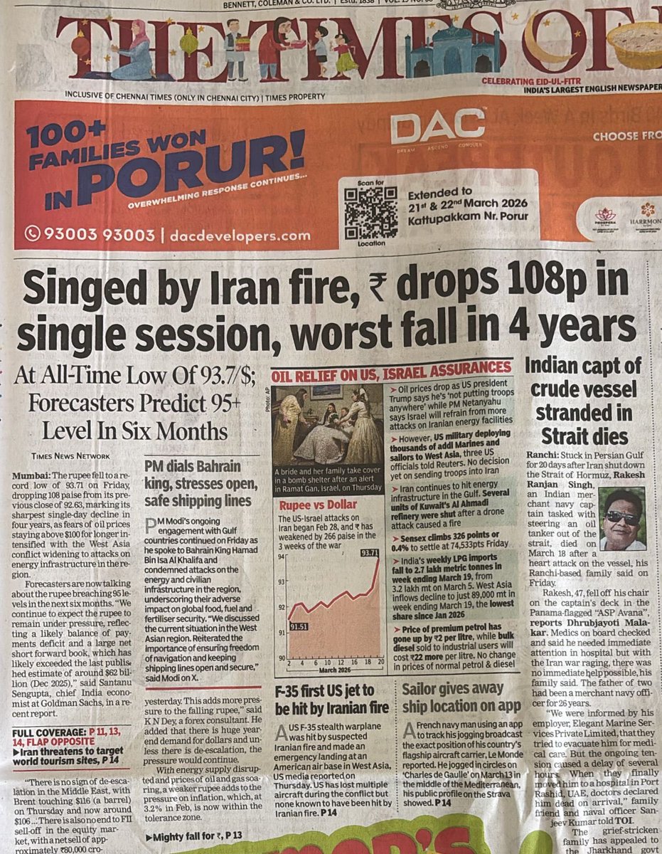 ManthanResearch's tweet photo. Been a while since we have seen such a front page financial headline

#USDINR https://t.co/B32tBTUpzp