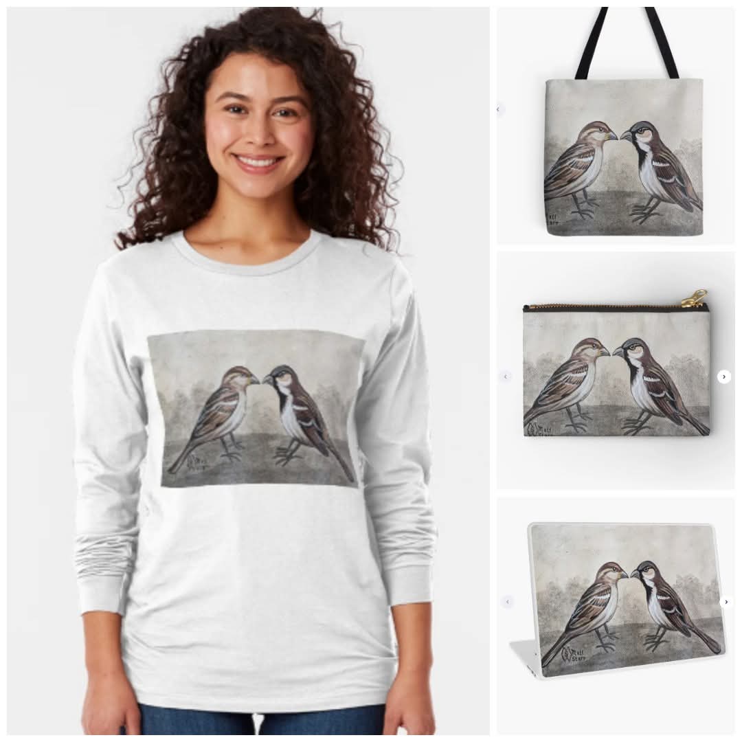 MattStarrFineA1's tweet photo. March 20th is World Sparrow Day. This is my acrylic painting of a pair of chunky full-breasted house sparrows. https://t.co/AqaPHmHc86 

#mattstarrfineart #WorldSparrowDay #sparrow #sparrows #housesparrows #art #painting #tshirts #ArtoftheDay #BuyArtOnline #ArtforSale https://t.co/sbPgcQF9uD