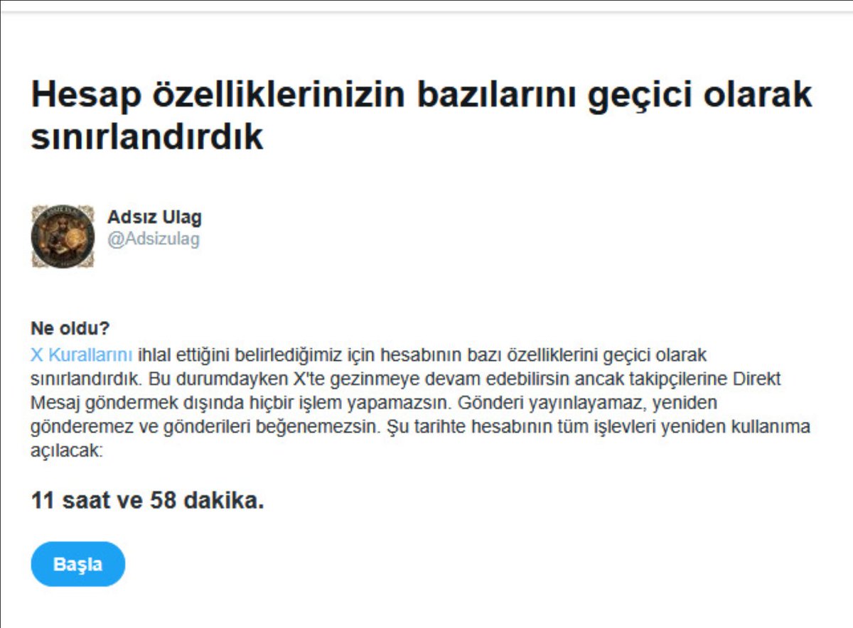 Adsizulag's tweet photo. İsraile yönelik paylaşımlarımdan dolayı hesabım bugün öğleden sonra 12 saatliğine engellenmişti. Yeni açıldı. Paylaşımlara tam gaz devam ediyoruz. Bu süreçte bana destek verirseniz sevinirim. #MaviTık https://t.co/BpKOUB1YtC