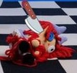 chainsawchuu's tweet image. so many of ragatha's merch had knives in them that is such nasty foreshadowing lord