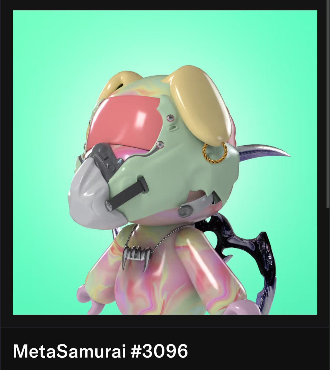 GM!
本日のメタサムコンシェルジュはこちら! 
桃色スキンが可愛いこの子🥰
身に付けた牙のネックレスも素敵です✨️
こちらの子はフロアにてお迎えを待ってます！
購入検討中の方如何でしょう😊
#MetaSamurai
#メタサムコンシェルジュ