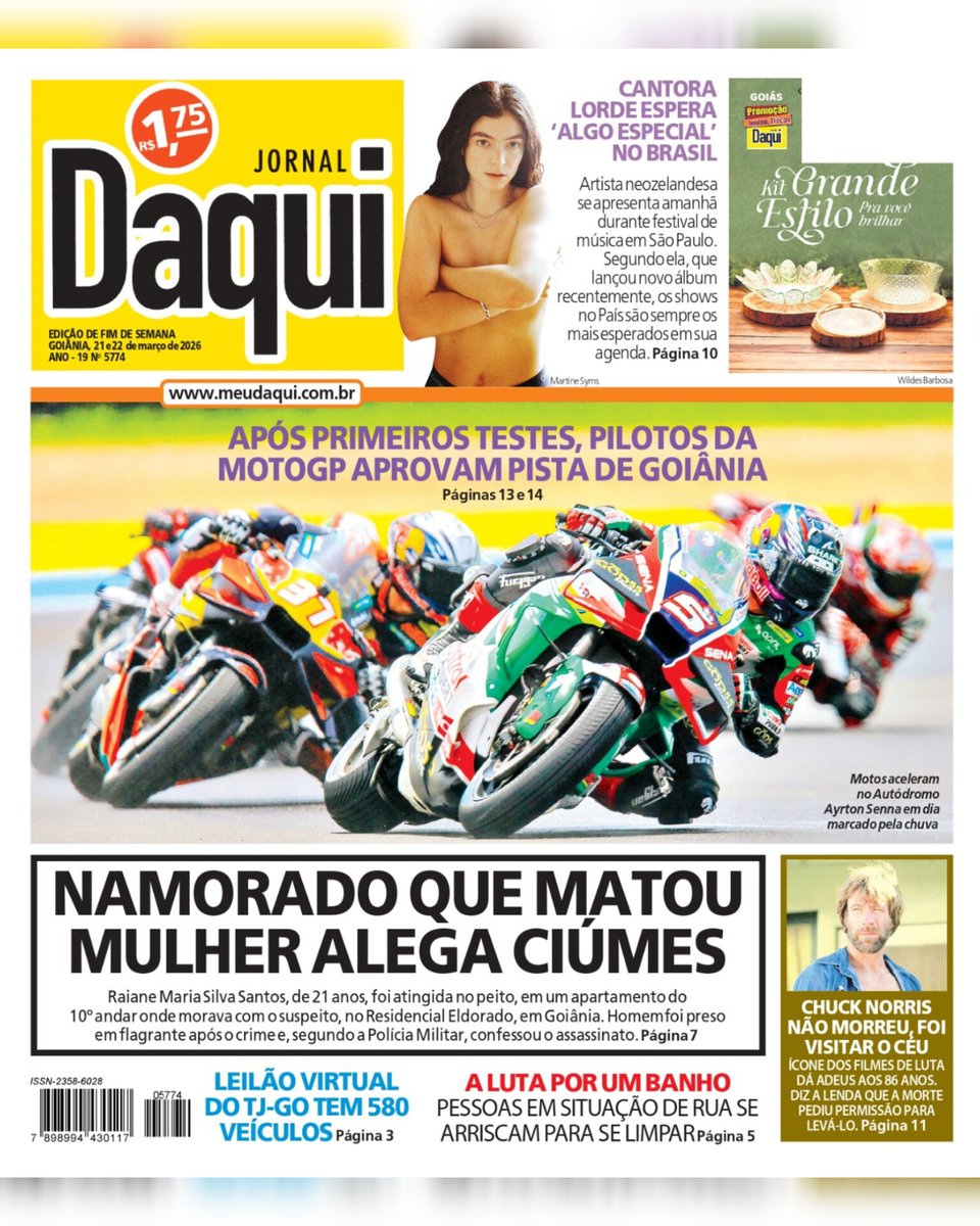 meudaqui's tweet image. CAPA DO DIA ▪️ Olá, leitor! Esta é a capa da nossa edição impressa deste fim de semana (21 e 22).

Confira estas e outras notícias em daqui.opopular.com.br

#JornalDaqui #MeuDaqui #Goias
