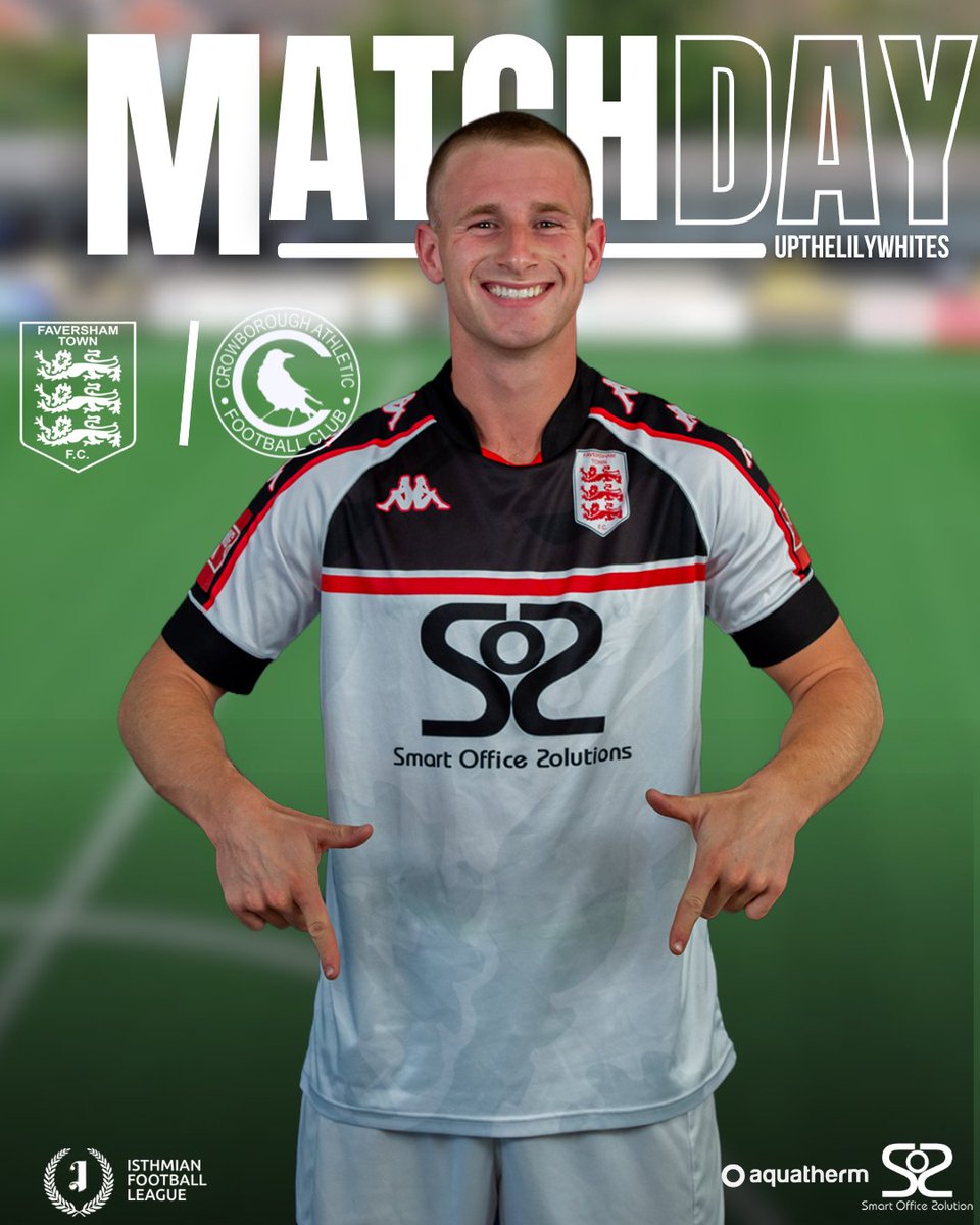FavershamTownFC's tweet photo. MATCHDAY 

Back at the Aquatherm, back against Crowborough, so get down and get behind the lads. 

#upthelilywhites https://t.co/jfmUajUQvv