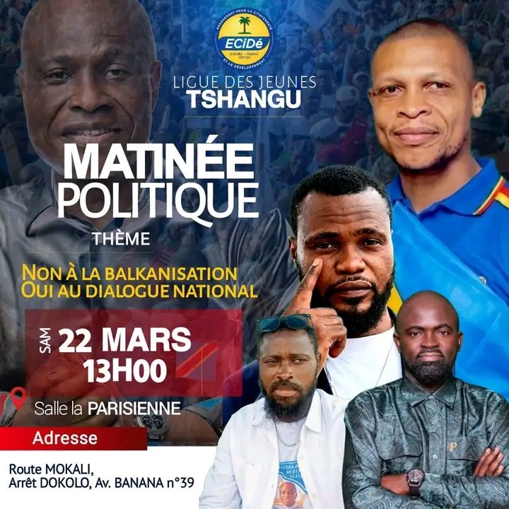 Le rendez-vous est pris pour demain à Tshangu pour dire non à la Balkanisation. Soyons nombreux 
<a href="/243babys/">Yves BADJOKO</a> <a href="/DegrofK78083/">Degrof kikwaya</a>