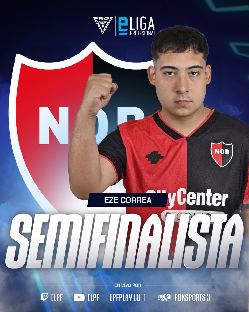 eLPF's tweet photo. ¡@Ezecorrea1802 SEMIFINALISTA! 👏
El jugador de @NewellsEsports es el primer clasificado a la instancia presencial de la #eLPF, luego de superar a @HuracanEsports. https://t.co/wWEHIl4MiH