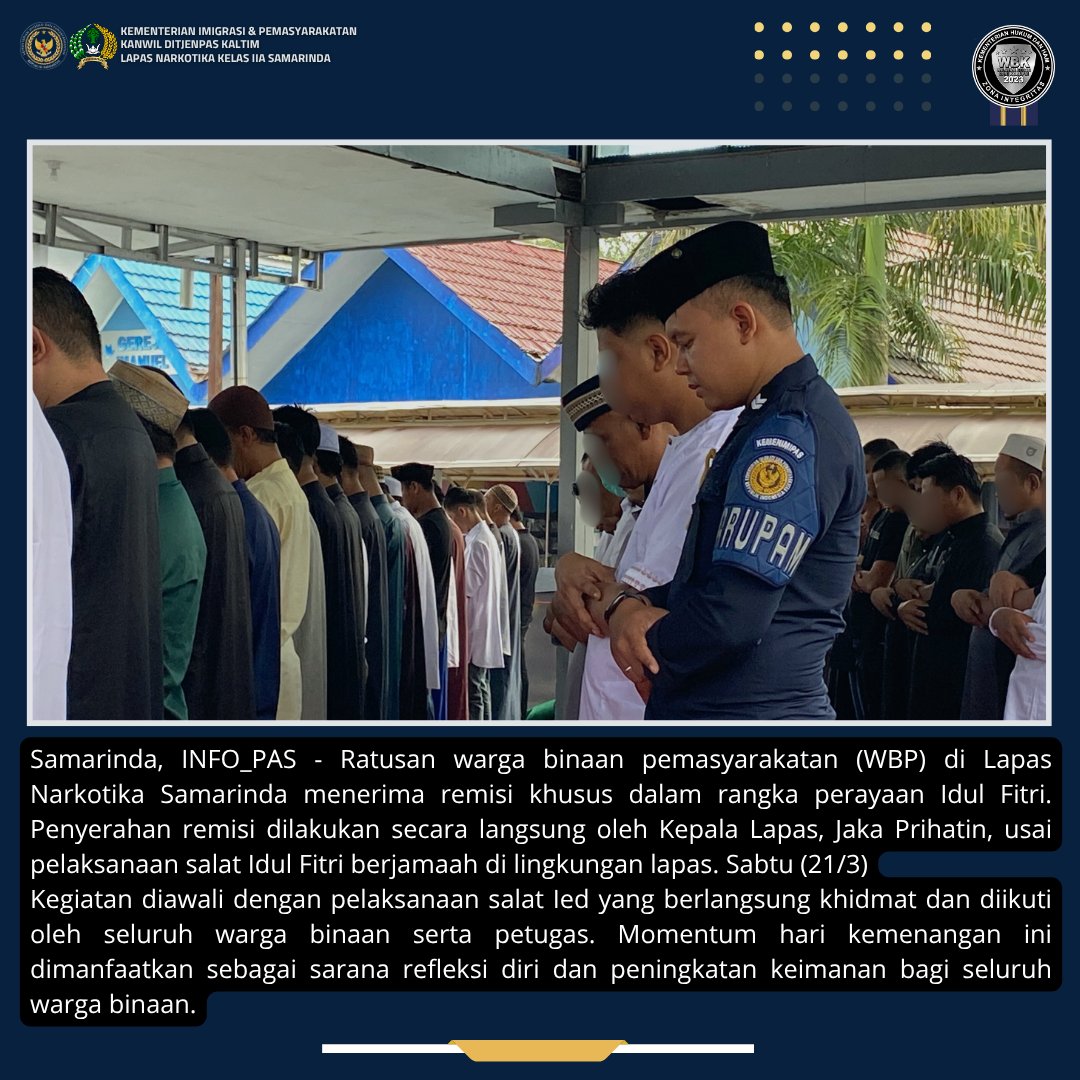 lpnarkotika_smd's tweet image. Momentum Idul Fitri, Ratusan WBP Lapas Narkotika Samarinda Dapatkan Remisi. Sabtu (21/3)
(hd)
#kemenimipas
#guardandguide
#infoimipas
#pemasyarakatan