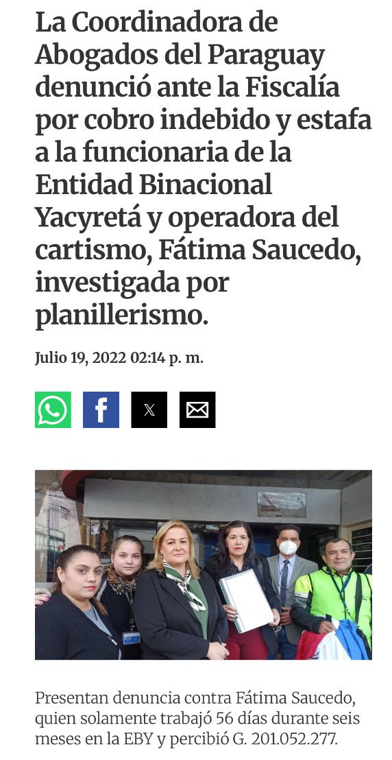 EstherRoa_'s tweet photo. 🎯BLANQUEO CRIMINAL!
La Negra Saucedo fue noticia tras evidenciarse que, pese a su privilegiado cargo en la EBY, abandonaba sus funciones para planillear siguiendo la campaña de Santi Peña. Durante semanas, las denuncias públicas no generaron reacción del Ministerio Público, confirmando su ya habitual inacción.

Ante ello, nuestras organizaciones #SapyCoapy impulsaron la denuncia penal y el monitoreo del caso hasta forzar una imputación que, por la contundencia de las pruebas, era ineludible. Sin embargo, una fiscal anticorrupción indiferente al daño estructural del planillerismo, terminó blanqueándola con una salida procesal benigna.

La Fiscalía de Emiliano Rolón, salvo honrosas excepciones, se ha convertido en un espacio funcional a la impunidad. Un “boliche” sin rigor ni compromiso, donde la corrupción no se castiga: se administra.

La corrupción fiscal vacía hospitales, derrumba escuelas y condena a la ciudadanía a vivir sin derechos, mientras la impunidad protege a los responsables.
#SinJusticiaNoHabraPaz @MinPublicoPy