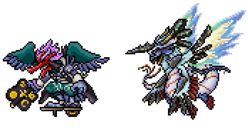 otro_jorch's tweet photo. Tengumon & Vortexdramon
#Tengumon #Vortexdramon #VITALBRACELET #pixelart #DigimonStoryOlymposXII #fanart #デジモン #fangame #Digimon
Vortexdramon has too much colours, but I like it. Its head could be bigger to have the VB style. As you can see both follow their DRB pose https://t.co/qM7RnuHLx6