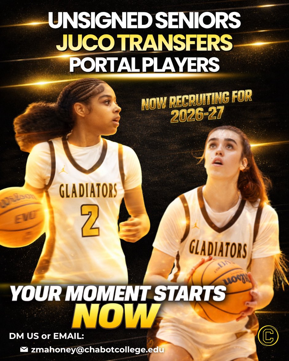 chabotwbb's tweet photo. Still looking for a place to call home?

We’re looking for players ready to grow, compete, and be coached. There’s still an opportunity for you here.

Your moment starts NOW!

#gogladiators https://t.co/J0oZyu7hSx