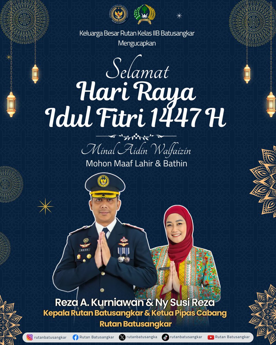 rutanbatusangka's tweet image. Selamat Hari Raya Idul Fitri 1447 Hijriah

#Kemenimipas
#guardandguide 
#pemasyarakatanpastibermanfaatuntukmasyarakat
#infoimipas
#rutanbatusangkar