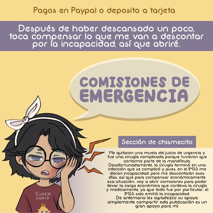 EstephDLR's tweet photo. ⚠COMISIONES DE EMERGENCIA⚠ Debido a una situación de salud, me veo en la necesidad de solicitar su apoyo. Hay más contexto en las imágenes y espero puedan apoyarme, ya sea cooperando o compartiendo✨Cuiden su salud dental 🦷 #Commission #commissionsopen #comisiones https://t.co/01Bsum2hgI