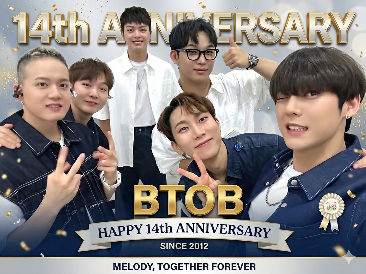🎉 HAPPY 14TH ANNIVERSARY BTOB 🎉

14 years of touching hearts with your voices,
endless laughter,
and beautiful memories with Melody.

Thank you for always being a source of comfort,
an inspiration,
and a “home” to so many of us.

May you continue to shine,
stay together for a