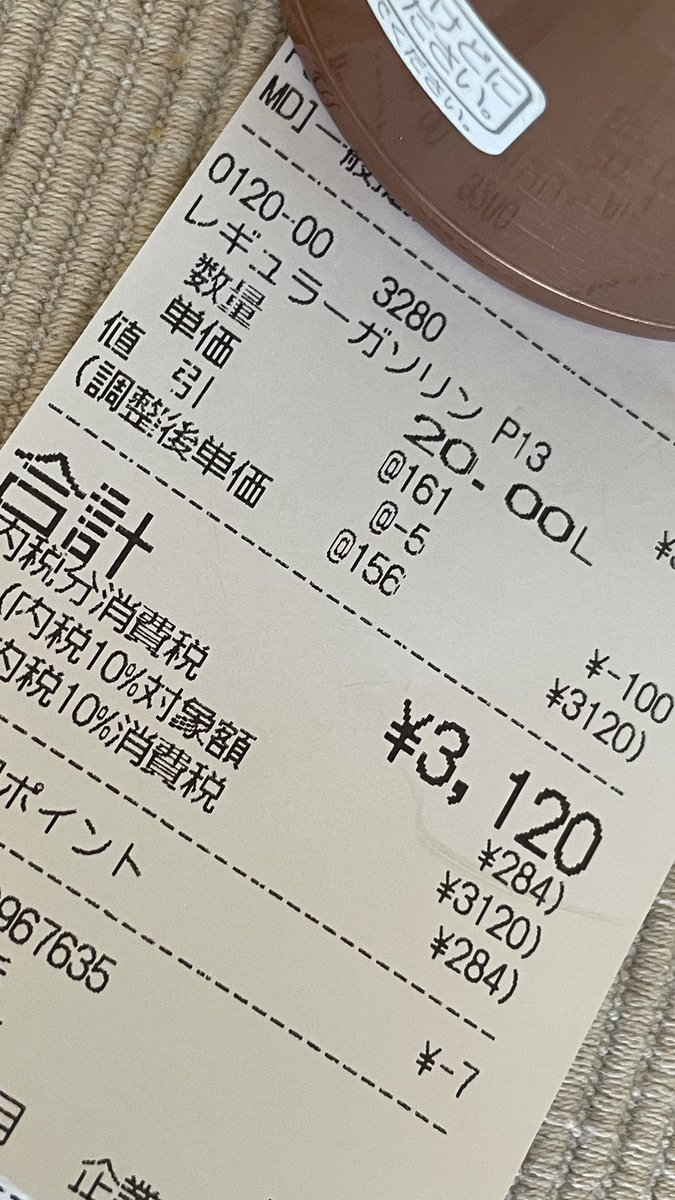 車のガソリンをいつものスタンドで20ℓ給油。
このくらいに収まればいいが…