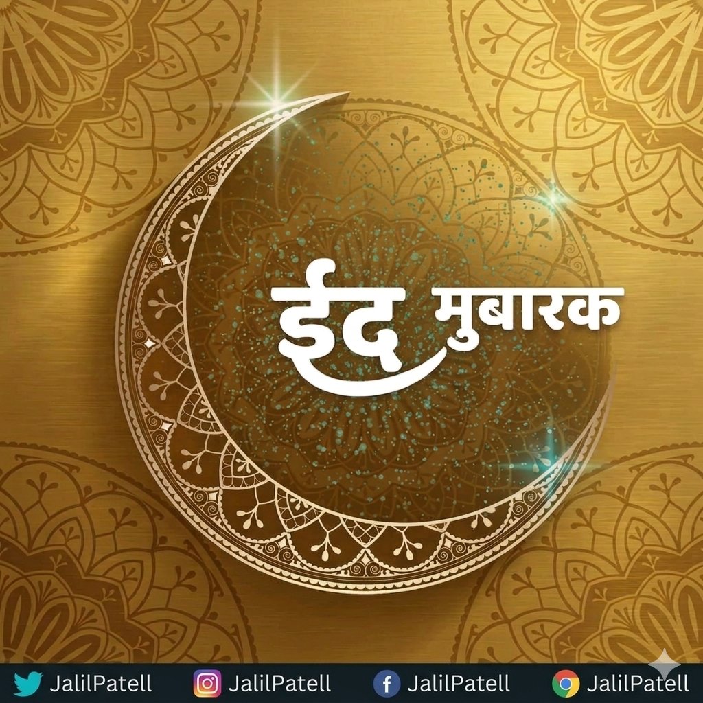 JalilPatell's tweet photo. आप सभी को ईद-उल-फ़ित्र की दिली मुबारकबाद।

अल्लाह तआला आप सबकी ज़िंदगी में खुशियों, रहमतों और बरकतों की बारिश फ़रमाए।
आपके घरों में अमन, सुकून और खुशहाली हमेशा कायम रहे।
ईद का ये मुबारक दिन आपके लिए कामयाबी और राहत का पैग़ाम लेकर आए..(आमीन)
ईद मुबारक! 🌙✨
#eidmubarak #eidulfitr https://t.co/mGh0p6rmtE