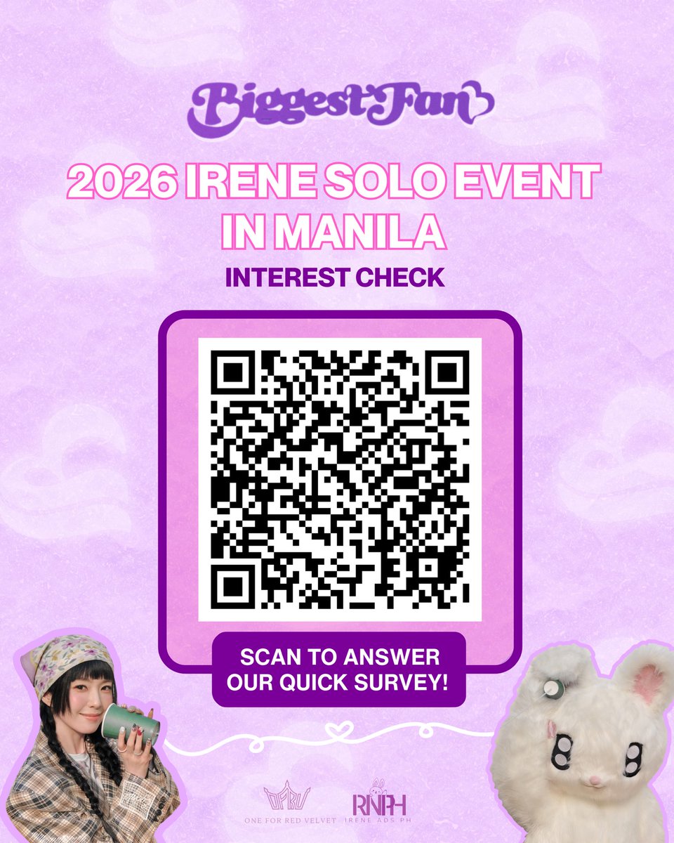𝟐𝟎𝟐𝟔 𝑰𝑹𝑬𝑵𝑬 𝑺𝑶𝑳𝑶 𝑬𝑽𝑬𝑵𝑻 𝑰𝑵 𝑴𝑨𝑵𝑰𝑳𝑨 𝑰𝒏𝒕𝒆𝒓𝒆𝒔𝒕 𝑪𝒉𝒆𝒄𝒌 🇵🇭🩷

𝐆𝐫𝐞𝐚𝐭 𝐧𝐞𝐰𝐬: an event organizer has already expressed interest in bringing IRENE to Manila for a 𝙋𝙊𝙎𝙎𝙄𝘽𝙇𝙀 𝙀𝙑𝙀𝙉𝙏. What event? We might reveal it if this interest check