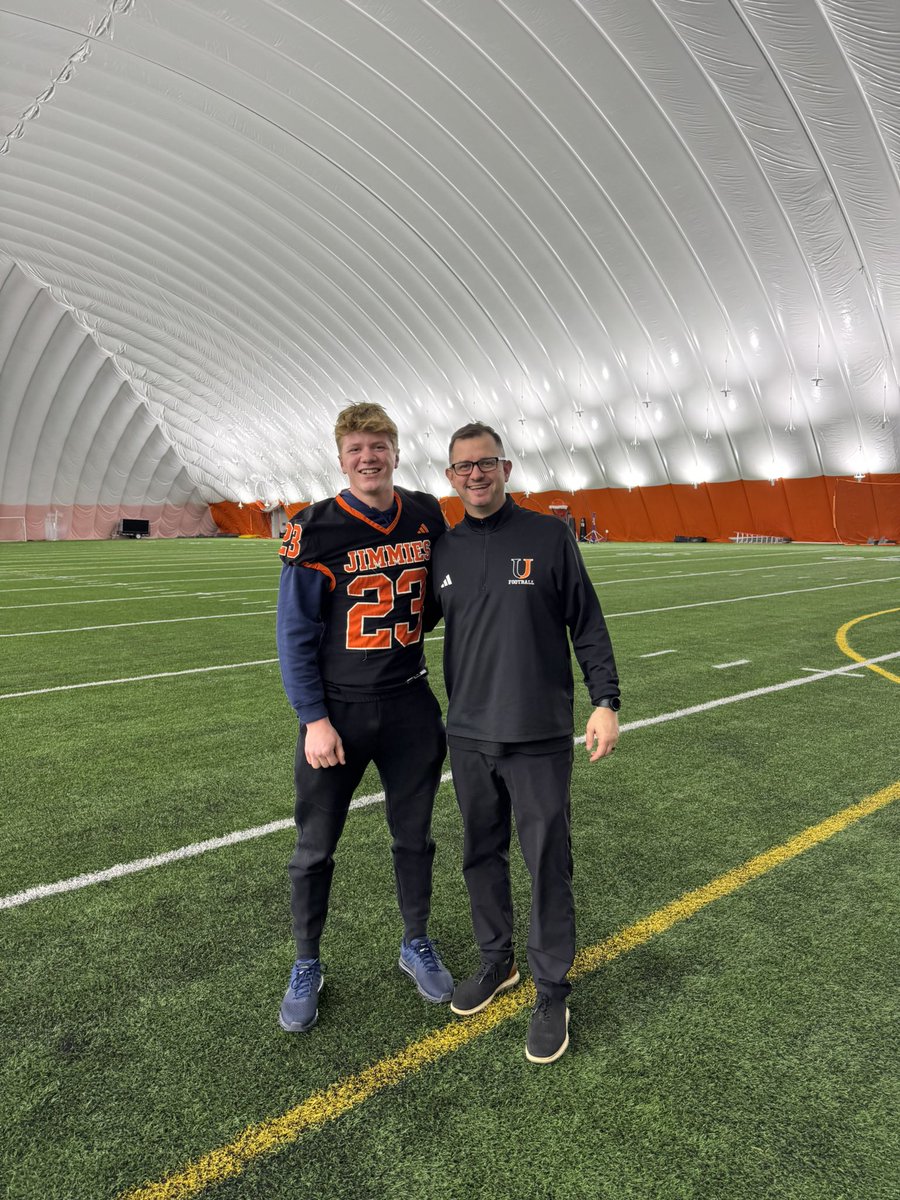 ColtonBurma2027's tweet photo. Had a great time @JimmieFootball junior day today! 

Thank you @CoachZim_UJ and @Coach_Mistro along with the rest of the staff for having me out and giving me a glimpse of what it means to be a Jimmie! 

@sffbteam https://t.co/T8SqKHn0zc