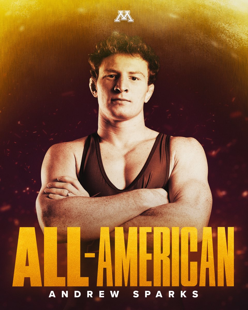 GopherWrestling's tweet photo. Three straight wins on the backside and sixth-year senior Andrew Sparks is an All-American at 165 pounds! https://t.co/xBp30ATrjj