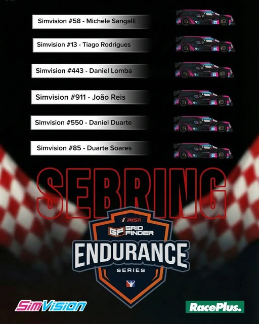 SimVision_'s tweet photo. Corrida à porta!
Este fim de semana vamos para Sebring são 2h40 de pura resistência - um verdadeiro teste de ritmo, concentração e estratégia 
A Simvision alinha em grande com 6 pilotos📷
É o aquecimento ideal para o grande objetivo: as 12H já no próximo fim de semana #Simvision https://t.co/UTevhdwc6d