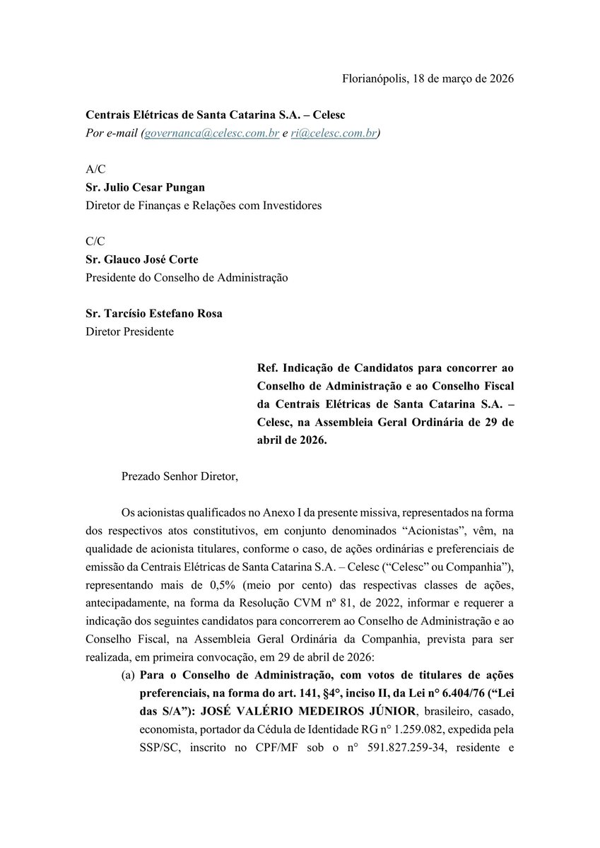 CalixtoCapital's tweet photo. #CLSC4 | CELESC | Aviso aos Acionistas https://t.co/0XMwq5jX1m