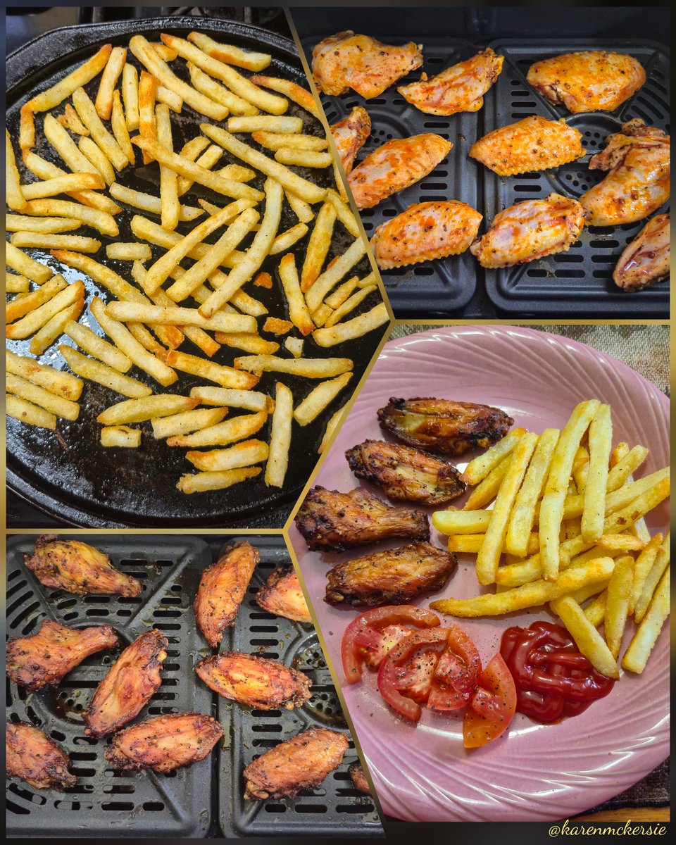 karenmckersie's tweet image. 😋🔥 Friday night dinner: Airfryer Hot Wings with crispy homemade fries, delicious! 😋🔥🍗🍟 #dinner #HotWings #Fries #Homemade #Food #Crispy
