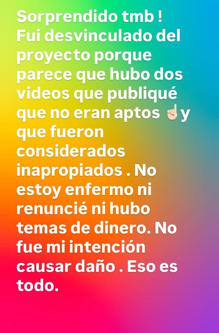 Sinceramente me parece muy injusto por parte del estudio que por un audio que es de un proyecto de fans que no interfiere en nada en la serie, hayan despedido a uno de los actores principales. No es una razón válida, despedir por un audio que ni siquiera involucró al estudio y+