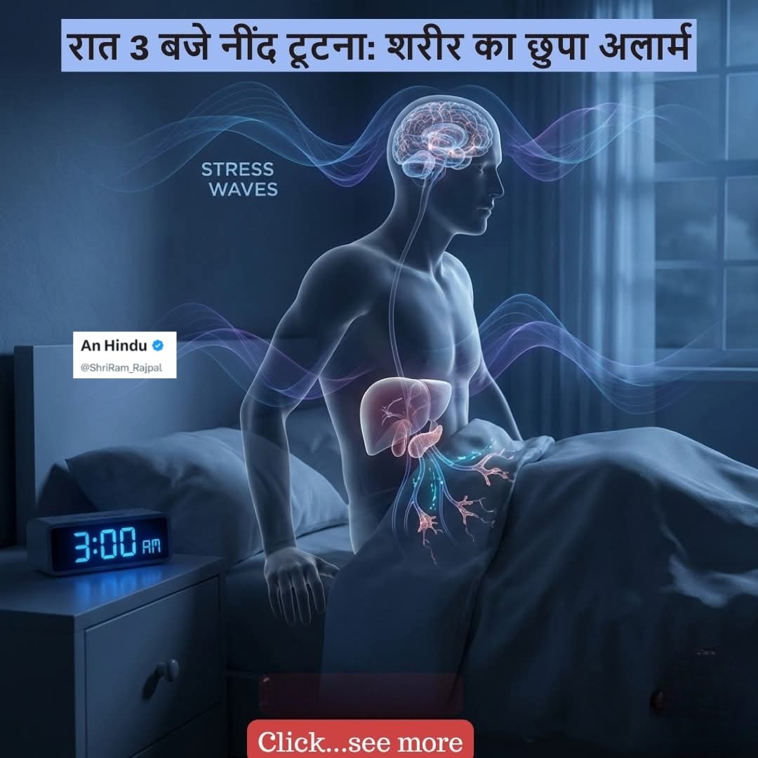 रात को 3 बजे अचानक नींद खुलना सिर्फ संयोग नहीं आपका शरीर कुछ बड़ा संकेत दे रहा है

क्यों हर रात 3 बजे आपका अलार्म बजता है और आप उसे सुनते हैं, लेकिन समझ नहीं पाते

आईए जानते क्यों और कैसे ऐसा होता है बहुत ही ज्ञानवर्धक जानकारी 

A Thread 🧵👇