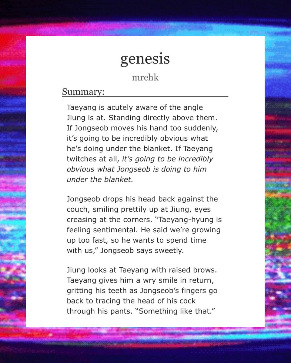 ⋆ genesis ⋆

♡ ☀️🐈‍⬛
♡ e, 4.5k 
♡ canon comp, pwp, fwb, semi-public
♡ link in replies!