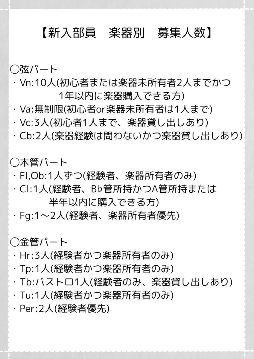 shidaioke's tweet photo. また、各パートの募集人数をお知らせします📢(以下の写真参照)

質問箱にて質問を受けつけておりますので、ぜひご活用ください！

 #名古屋市立大学
 #名古屋市立大学管弦楽団
 #名市大オケ
 #春から名市大 https://t.co/V4X7z09RTb