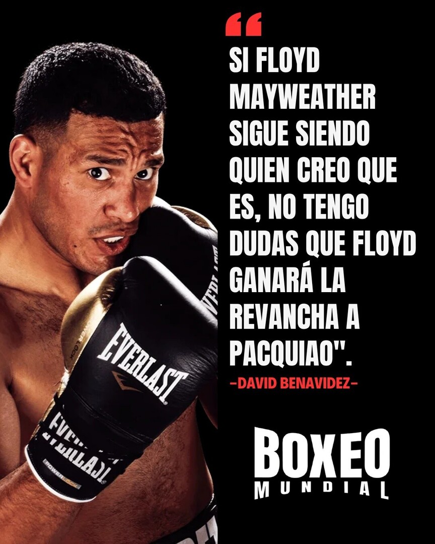 BoxeoMundial's tweet image. David Benavidez 🇺🇸 🇲🇽 tiene claro su favorito para la revancha entre Floyd Mayweather Jr 🇺🇸 y Manny Pacquiao 🇵🇭

#Boxeo #Boxing #FloydMayweather #Mayweather #MannyPacquiao #Pacquiao #MayweatherPacquiao2