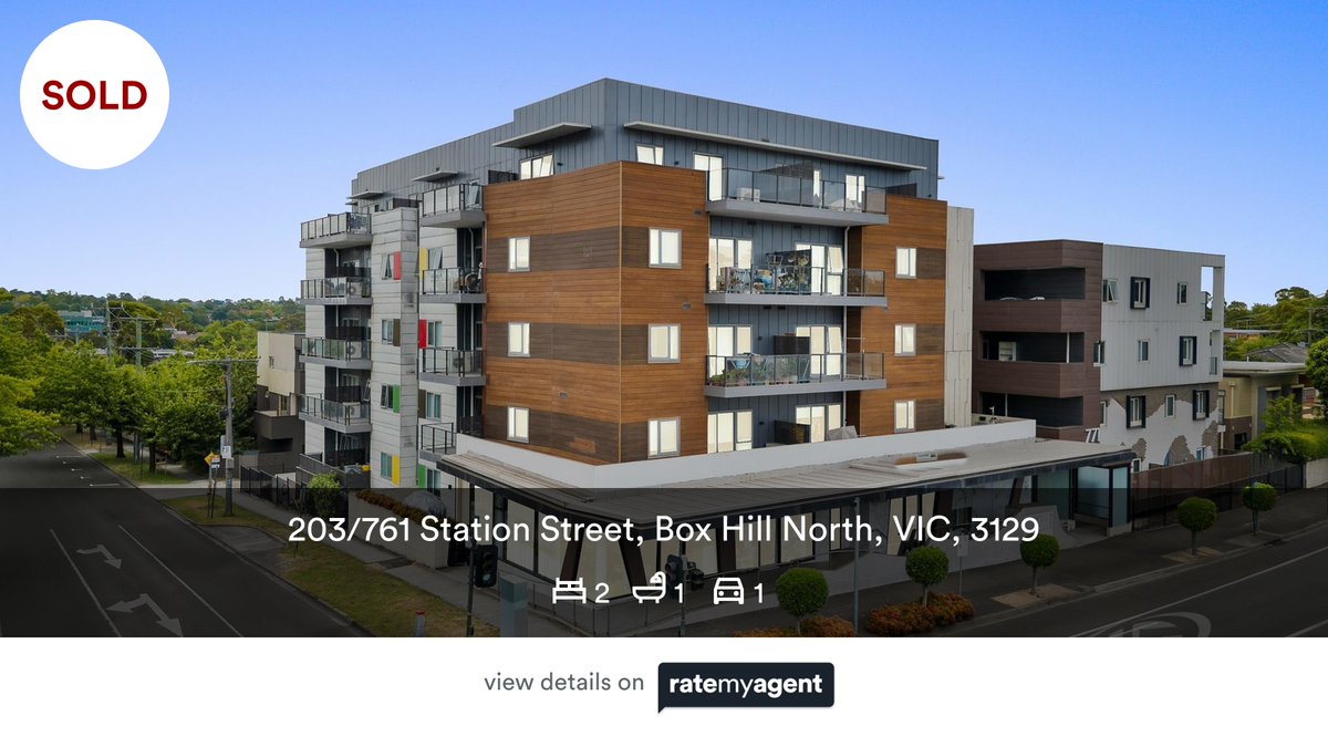 🛌 2 🛀 1 🚘 1
📍 203/761 Station Street, Box Hill North, VIC, 3129

My latest sale on #RateMyAgent.

rma.reviews/ct6eywupbee4

...
#ratemyagent #realestate #Nick_Tang_Property_Pty_Ltd