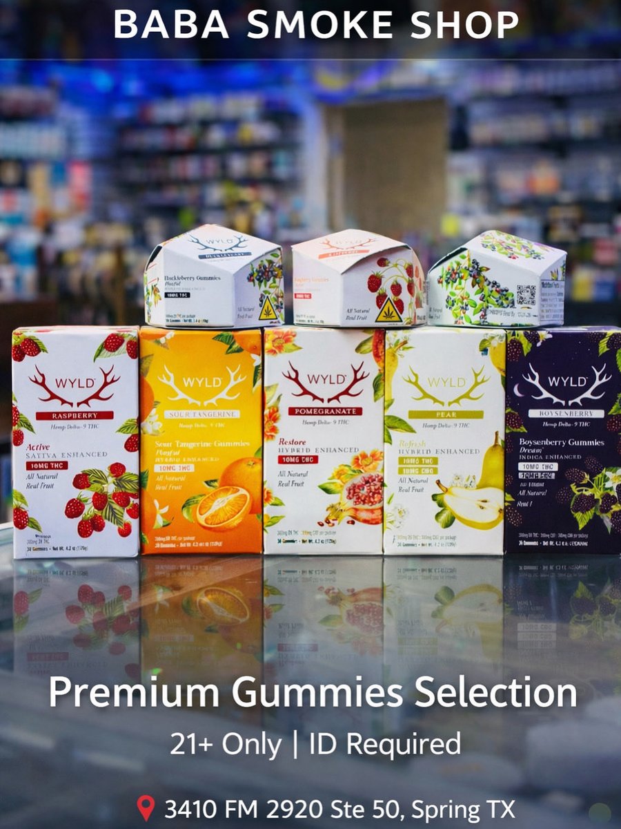 WYLD Premium flavors, top quality, always stocked.

📍 Baba Smoke Shop – Spring, TX
🪪 21+ Only | ID Required

Stop by and check out the selection 👀”**