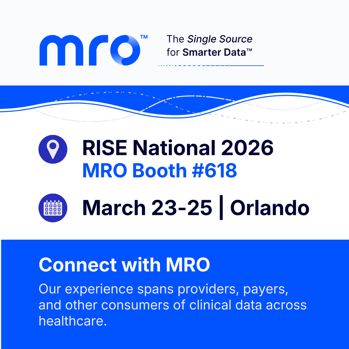 ADRose1014's tweet photo. @MROCorp is prepared to discuss tackling healthcare’s biggest data challenges at #RISENational2026. From improving HEDIS performance to driving smarter decisions, MRO helps connect clinical data across providers, payers and partners. Learn more, Booth 618! https://t.co/FlburBXH7L https://t.co/eFUn6trzxu