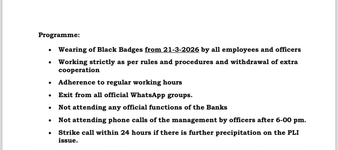 Agitation Program UFBU

#PLI #5DaysWeekForBankers