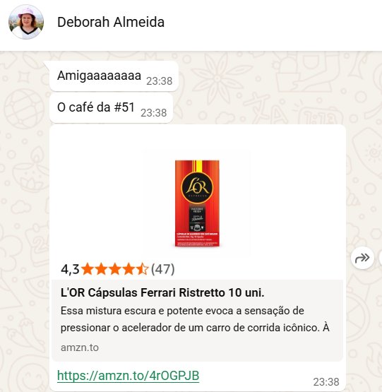 23:30 terminei de pagar minhas contas e disse que nao gastaria mais nada até abril

23:38 a <a href="/DehFlowers/">Deborah Almeida 🏁</a> chega no meu whatsapp assim