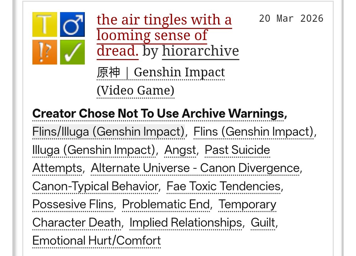 faelightfics's tweet photo. #faelightficrec 
the air tingles with a looming sense of dread by hiorarchive 
• ANGST but not that sad of an ending
• illuga is suicidal 
• so well written
• 5k words https://t.co/yIlxLDMvHm