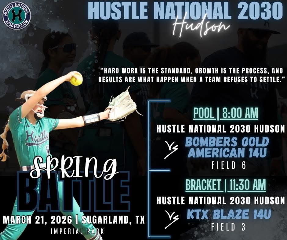 Hustle2030's tweet photo. The Hustle ladies are back to work this weekend in Sugar Land, TX for the Spring battle. Let's go be great ladies, continue grinding together as a team, and trusting the process! #HustleNation #hustlehitneverquit #LeaveYourMark 

Follow us on GC @ Hustle National 2030 Hudson https://t.co/BxVornVwpo
